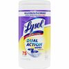 Lysol Dual Action Wipes - For Multipurpose - Citrus Scent - 7" Length x 7.25" Width - 75 / Canister - 1 Each - Pre-moistened, Anti-bacterial - White/P