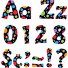 Trend Ready Letter Neon Dots - 83 x Lowercase Letters, 20 x Numbers, 36 x Punctuation Marks, 59 x Uppercase Letters, 18 x Spanish Accent Mark Shape - 
