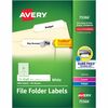 Avery&reg; TrueBlock File Folder Labels - 21/32" Width x 3 7/16" Length - Permanent Adhesive - Rectangle - Laser, Inkjet - White - Paper - 30 / Sheet 