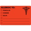 Tabbies ALLERGIC TO Medical Allergy Label - 4" Width x 2" Length - Permanent Adhesive - Rectangle - Fluorescent Red - 100 / Roll - 100 / Roll - Self-a