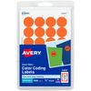 Avery&reg; 3/4" Round Removable Color Coding Labels - 4" Height x 6" Width - 3/4" Diameter - Removable Adhesive - Round - Laser, Inkjet - Orange - Pap