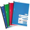 Mead 05222 1-Subject Wireless Notebook - 80 Sheets - Ruled Margin - 8" x 10 1/2" - White Paper - Green, Blue, Red, Light Blue Cover - Perforated - 1 E