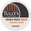 Tully's&reg; Coffee K-Cup French Roast Decaf Coffee - Compatible with Keurig Brewer - Extra Bold Dark - 24 / Box