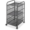 Safco Onyx Double Mesh Mobile File Cart - 2 Shelf - 2 Drawer - 4 Casters - 1.50" Caster Size - x 15.8" Width x 17" Depth x 27" Height - Black Steel Fr