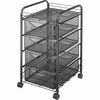 Safco Onyx Double Mesh Mobile File Cart - 2 Shelf - 4 Drawer - 4 Casters - 1.50" Caster Size - x 15.8" Width x 17" Depth x 27" Height - Black Steel Fr