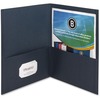 Business Source Letter Recycled Pocket Folder - 8 1/2" x 11" - 100 Sheet Capacity - 2 Inside Front & Back Pocket(s) - Paper - Dark Blue - 35% Recycled