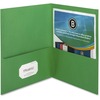 Business Source Letter Recycled Pocket Folder - 8 1/2" x 11" - 100 Sheet Capacity - 2 Inside Front & Back Pocket(s) - Paper - Green - 35% Recycled - 2