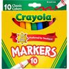 Crayola Classic Colors Broad Line Markers - Brown, Purple, Red, Orange, Yellow, Green, Black, Gray, Pink, Blue - 10 / Set