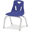 Jonti-Craft Berries Stacking Chair - Blue Polypropylene Seat - Blue Polypropylene Back - Steel Frame - Four-legged Base - 1 Each