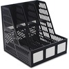 Advantus 3-compartment Magazine/Literature File - 3 Compartment(s)Desktop - Durable, Lightweight, Labeling Area - Black - Plastic - 1 Each