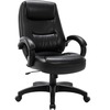 Lorell Westlake Series Executive High-Back Chair - Black Leather Seat - Black Polyurethane Frame - High Back - Black - 1 Each