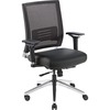 Lorell Heavy-duty Full-Function Executive Mesh Back Office Chair - Black Leather Seat - 5-star Base - Black - 1 Each