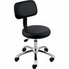 Lorell 16" Round Seat Pneumatic-Lift Stool with Back - Vinyl Seat - 5-star Base - Black - 1 Each
