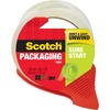 Scotch Sure Start Packaging Tape - 38.20 yd Length x 1.88" Width - 2.6 mil Thickness - 3" Core - Synthetic Rubber Backing - Dispenser Included - Handh