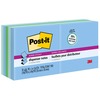 Post-it&reg; Super Sticky Adhesive Notes - Oasis Color Collection - 900 x Assorted - 3" x 3" - Square - 90 Sheets per Pad - Washed Denim, Fresh Mint, 