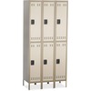 Safco Double-Tier Two-tone 3 Column Locker with Legs - 36" x 18" x 78" - 3 x Shelf(ves) - Recessed Locking Handle - Tan - Steel