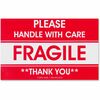 Tatco Fragile/Handle With Care Shipping Label - "Fragile - Handle with Care, Thank You" - 3" Width x 5" Length - Rectangle - Red - 500 / Roll - 500 / 