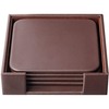 Dacasso Leather Square Coaster Set - 4 Coaster of 4" Length x 4" Width - Square - Chocolate Brown - Top Grain Leather, Felt - 1Each