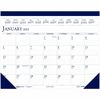 House of Doolittle Deep Blue Print 18.5" Desk Pad Calendar - Julian Dates - Monthly - 12 Month - January - December - 1 Month Single Page Layout - 18 