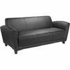 Lorell Reception Collection Black Leather Sofa - 75" x 34.5" x 31.3" - Leather Black Seat - 1 Each