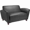 Lorell Reception Seating Collection Leather Loveseat - 55" x 34.5" x 31.3" - Leather Black Seat - 1 Each