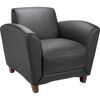 Lorell Reception Seating Club Chair - Black Leather Seat - Four-legged Base - Black - 1 Each