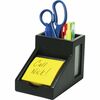 Victor 9505-5 Midnight Black Pencil Cup with Note Holder - 4.4" x 5.6" x 3.9" - Wood, Glass - 1 Each - Black