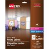Avery&reg; Glossy White Round Labels2" Diameter - - Width2" Diameter - Permanent Adhesive - Round - Laser, Inkjet - Bright White - Paper - 12 / Sheet 