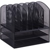 Lorell Steel Mesh Desk Organizer - 8 Compartment(s) - Sturdy - Black - Steel - 1 Each