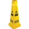Genuine Joe Bright 4-sided Caution Safety Cone - 1 Each - English, Spanish - 10" Width x 24" Height x 10" Depth - Cone Shape - Stackable - Industrial 