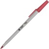 Business Source Medium Point Ballpoint Stick Pens - Medium Pen Point - Red - Light Gray Barrel - Stainless Steel Tip - 1 Dozen