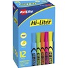 Avery&reg; Hi-Liter Desk-Style Highlighters - Chisel Marker Point Style - Fluorescent Yellow, Fluorescent Blue, Fluorescent Green, Fluorescent Orange,