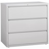 Lorell 3-Drawer Light Gray Lateral Files - 42" x 18.6" x 40.3" - 3 x Drawer(s) for File - Letter, Legal, A4 - Lateral - Locking Drawer, Magnetic Label
