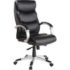 Lorell Executive High-back Chair with Flexing Arms - Powder Coated Frame - 5-star Base - Black, Silver - Bonded Leather - 1 Each