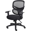 Lorell Mesh-Back Executive Chair - Black Fabric Seat - Black Mesh Back - 5-star Base - Black, Silver - Fabric - 1 Each