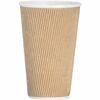 Genuine Joe 16 oz Rippled Hot Cups - 25.0 / Pack - 20 / Carton - Brown - Hot Drink, Beverage