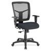 Lorell Ergomesh Managerial Mesh Mid-back Chair - Fuse Azurean Fabric Seat - Black Back - Black Frame - 5-star Base - 1 Each