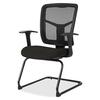 Lorell ErgoMesh Series Mesh Back Guest Chair with Arms - Perfection Black Mesh, Fabric Seat - Black Mesh Back - Cantilever Base - Black - 1 Each