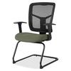 Lorell ErgoMesh Series Mesh Back Guest Chair with Arms - Shire Sage Mesh, Fabric Seat - Black Mesh Back - Cantilever Base - Black - 1 Each