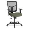 Lorell Ergomesh Managerial Mesh Mid-back Chair - Shire Sage Fabric Seat - Black Back - Black Frame - 5-star Base - 1 Each