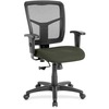 Lorell Ergomesh Managerial Mesh Mid-back Chair - Perfection Olive Green Fabric Seat - Black Back - Black Frame - 5-star Base - 1 Each