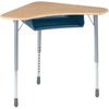 Virco Open Front Student Book Box Desk - Maple Top - Navy, Silver Mist
