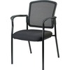 Lorell Mesh Back Stackable Guest Chair - Black Fabric Seat - Black Steel Frame - Black - Armrest - 1 Each