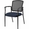 Lorell Breathable Mesh Guest Chair - Periwinkle Blue Fabric Seat - Black Steel Frame - Armrest - 1 Each