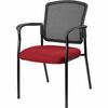 Lorell Breathable Mesh Guest Chairs - Fabric Seat - Black, Powder Coated Steel Frame - Real Red - Armrest - 1 Each