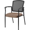 Lorell Mesh Back Stackable Guest Chair - Fabric Seat - Black, Powder Coated Steel Frame - Malted - Armrest - 1 Each