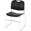 Lorell Lumbar Support Stacking Chair - Black Polymer Seat - Black Polymer Back - Chrome Metal Frame - Black - 4 / Carton