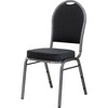 Lorell Round High-Back Upholstered Stack Chairs - Gray Fabric Seat - Gray Fabric Back - Steel Frame - Four-legged Base - 4 / Carton