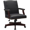 Lorell Traditional Executive Office Chair - Black Bonded Leather Seat - Black Bonded Leather Back - Mid Back - 5-star Base - 1 Each