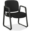 Lorell Upholstered Guest Chair - Black Fabric, Plywood Seat - Black Fabric, Plywood Back - Metal Frame - Sled Base - Black - 1 Each